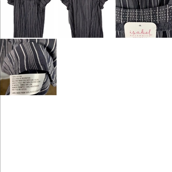 Isabel Maternity Grey Striped Short Sleeve Top Size S Maternity - Picture 5 of 5